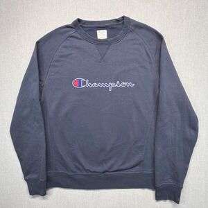 Vintage Champion Men's XL Navy Logo Crew Neck Pullover Sweatshirt Long Sleeve